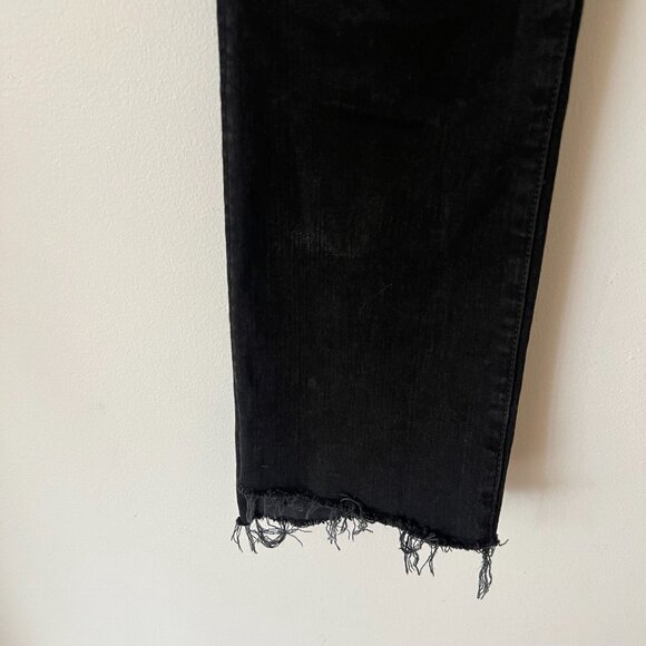MOTHER The Insider Crop Step Fray Jeans Not Guilty Wash Black Women's Size 27 - Picture 3 of 12